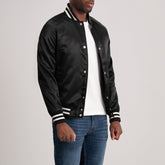 Yaken Black Leather Varsity Jacket